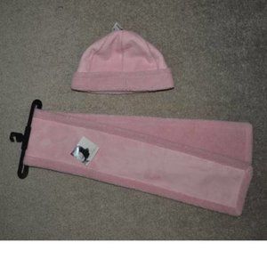 Womens Hat & Scarf Set Jaclyn Smith Faux Suede & Fur Pink One Size Winter 2 Pc